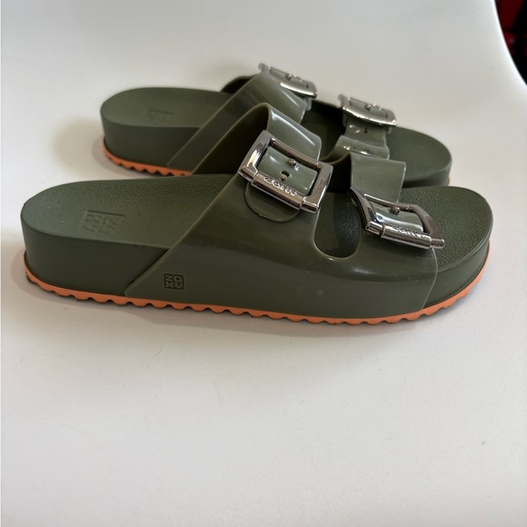 Zaxy Partner lii slides green size 8 jelly strap Arizona style big buckle - Picture 4 of 9